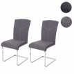 Chaise de salle à manger HWC-F36, chaise cantilever, chaise de cuisine/conférence - tissu, gris