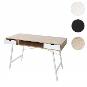 Bureau HWC-E92, table d'ordinateur, structure 3D 120x60cm brun naturel, blanc