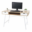 Bureau HWC-E92, table d'ordinateur, structure 3D 120x60cm brun naturel, blanc