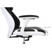 Chaise de bureau HWC-F12, chaise pivotante, tissu + similicuir - noir/blanc