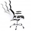 Chaise de bureau HWC-F12, chaise pivotante, tissu + similicuir - noir/blanc