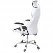 Chaise de bureau HWC-F12, chaise pivotante, tissu + similicuir - noir/blanc