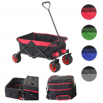 Chariot pliable HWC-E62, charette à bras, pneus tout terrain - avec recouvrement et sac réfrigérant noir/gris