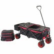 Chariot pliable HWC-E62, charette à bras, pneus tout terrain - avec recouvrement et sac réfrigérant noir/rouge