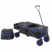 Chariot pliable HWC-E62, charette à bras, pneus tout terrain - avec recouvrement et sac réfrigérant noir/bleu