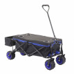 Chariot pliable HWC-E62, charette à bras, pneus tout terrain - avec recouvrement noir/bleu