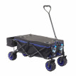 Chariot pliable HWC-E62, charette à bras, pneus tout terrain - avec recouvrement noir/bleu