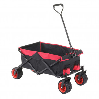 Chariot pliable HWC-E62, charette à bras, pneus tout terrain - sans recouvrement noir/rouge