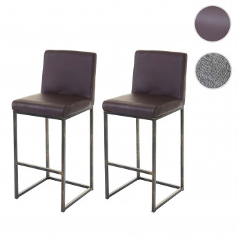 2x tabouret de bar HWC-E71, chaise bar/comptoir avec dossier, style vintage - tissu gris clair