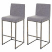 2x tabouret de bar HWC-E71, chaise bar/comptoir avec dossier, style vintage - tissu gris clair