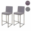 2x tabouret de bar HWC-E71, chaise bar/comptoir avec dossier, style vintage - tissu gris clair