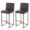 2x tabouret de bar HWC-E71, chaise bar/comptoir avec dossier, style vintage - similicuir marron