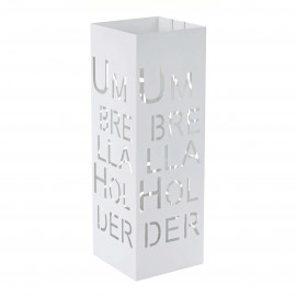 Porte-parapluies HWC-C78, support pour parapluie, quadratique 55cm - écriture, blanc