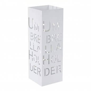Porte-parapluies HWC-C78, support pour parapluie, quadratique 55cm - écriture, blanc