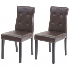 2x chaise de salle à manger HWC-E58, fauteuil - similicuir marron, pieds foncés