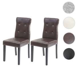 2x chaise de salle à manger HWC-E58, fauteuil - similicuir marron, pieds foncés