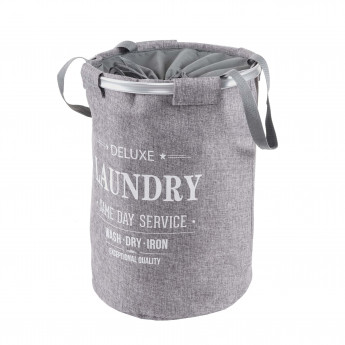 Collecteur de linge sale HWC-C34, Laundry, corbeille à linge avec cordelette, poignées, 55x39cm 65l - gris