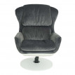 Fauteuil relax HWC-E52, fauteuil de télévision, siège rotatif, tabouret, velours/similicuir - gris foncé