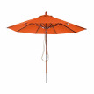 Parasol en bois HWC-C57, parasol de jardin, polyester/bois 14kg, corde ronde Ø3m antichoc - terre cuite