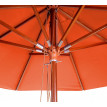 Parasol en bois HWC-C57, parasol de jardin, polyester/bois 14kg, corde ronde Ø3m antichoc - terre cuite
