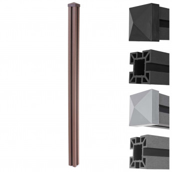 Poteau en WPC Sarthe, clôture en WPC, piédroit, pal, système d'emboîtage, 1,88m - anthracite