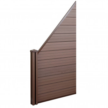 WPC pare-vue Sarthe, abat-vent, poteau en WPC - élément d'extension biseauté vers gauche, 0,98m marron