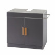 Meuble sous évier HWC-D55, meuble sous vasque avec compartiment de rangement, salle de bain - gris