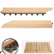 2x Barre de finition pour carreaux en WPC Rhone, aspect bois - en teck,coupée sur le côté gauche avec crochets