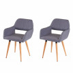 2x chaise de salle à manger HWC-D87 II, fauteuil, style rétro années 50 - tissu, gris foncé