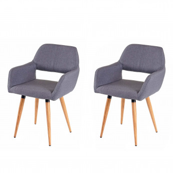2x chaise de salle à manger HWC-D87 II, fauteuil, style rétro années 50 - tissu, gris foncé