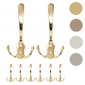 8x crochet de garderobe HWC-D46, crochet mural, patère, set - couleur: argent mat