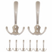 8x crochet de garderobe HWC-D46, crochet mural, patère, set - couleur: argent mat