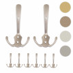 8x crochet de garderobe HWC-D46, crochet mural, patère, set - couleur: argent mat