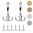 8x crochet de garderobe HWC-D46, crochet mural, patère, set - couleur: argent