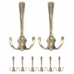 8x crochet de garderobe HWC-D46, crochet mural, patère, set - couleur: laiton