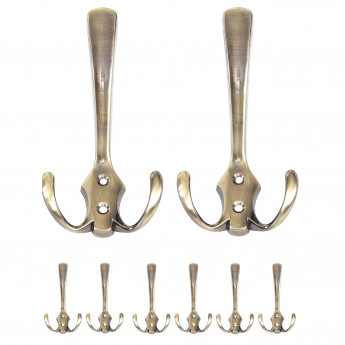8x crochet de garderobe HWC-D46, crochet mural, patère, set - couleur: laiton