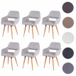 6x chaise de salle à manger HWC-D87 II, fauteuil, style rétro années 50 - tissu, gris