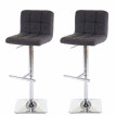 2x tabouret de bar Kavala, chaise bar/comptoir, avec dossier - tissu gris, pied en acier chromé