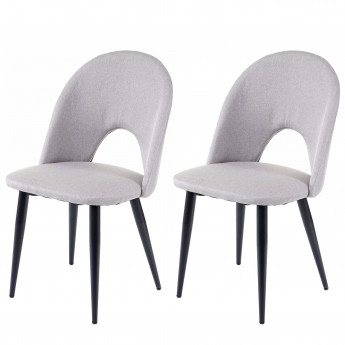 2x chaises de salle à manger HWC-D73, fauteuil, tissu - gris