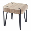 Table basse de salon Kos T574, certifié FSC, 52x50x50cm - chêne sauvage, pieds foncés en métal