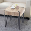 Table basse de salon Kos T574, certifié FSC, 52x50x50cm - chêne sauvage, pieds foncés en métal