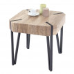 Table basse de salon Kos T574, certifié FSC, 52x50x50cm - chêne sauvage, pieds foncés en métal