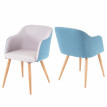 2x chaise de séjour/salle à manger HWC-D71, design rétro, accoudoirs, tissu - couleur turquoise-gris clair