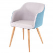 2x chaise de séjour/salle à manger HWC-D71, design rétro, accoudoirs, tissu - couleur turquoise-gris clair