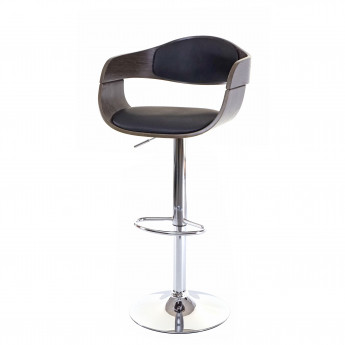 Tabouret de bar HWC-A47, chaise de bar, bois courbé, design rétro - gris, similicuir noir