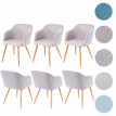 6x chaise de séjour/salle à manger HWC-D71, design rétro, accoudoirs, tissu - couleur crème-beige