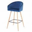 2x tabouret de bar HWC-D72, chaise bar/comptoir, avec dossier, tissu - velours, couleur pétrole