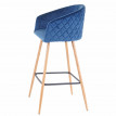 2x tabouret de bar HWC-D72, chaise bar/comptoir, avec dossier, tissu - velours, couleur pétrole