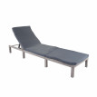 Chaise longue HWC-A51, en polyrotin, transat de jardin - Basic gris, matelas gris foncé
