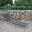Chaise longue HWC-A51, en polyrotin, transat de jardin - Basic gris, matelas gris foncé